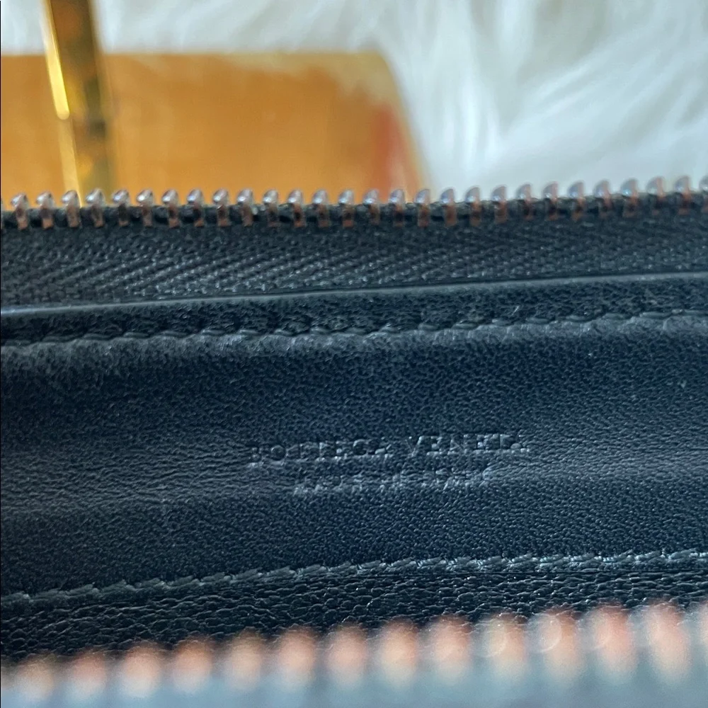 Bottega Veneta Lambskin Intrecciato woven leather zip-around wallet